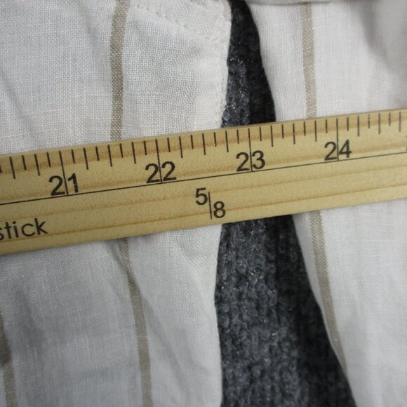 Sigrid Olsen Shirt Women L White Linen Roll Tab Button Down Casual Costal Preppy - Picture 11 of 13